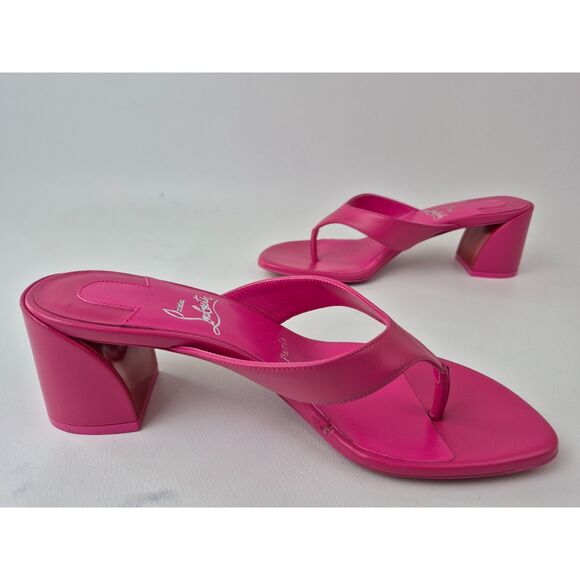 Christian Louboutin Women's Pinup Pink Janetonga Thong Sandals Size 38 - Picture 3 of 8